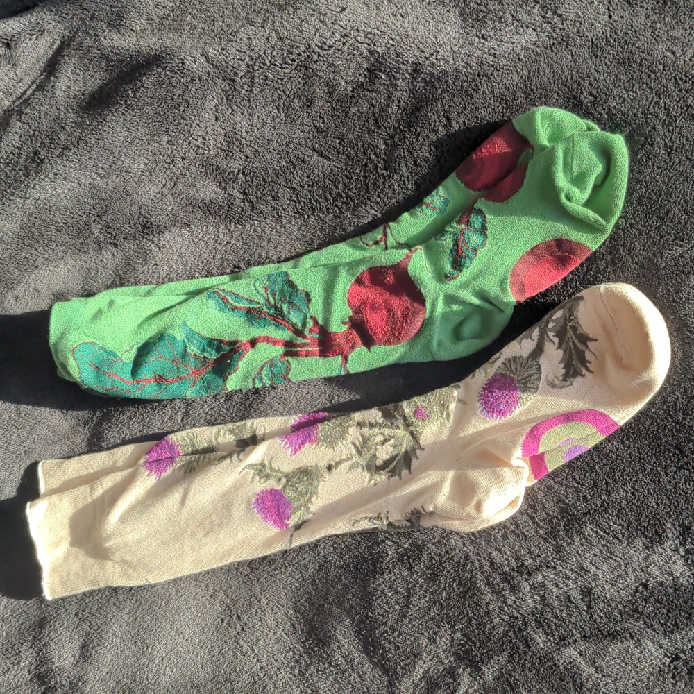 Super cute knee high socks - thistles and beets!